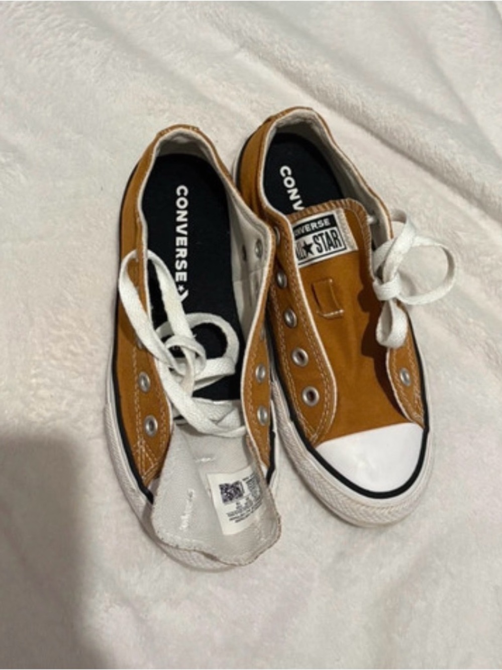 Converse Kids Low Top Sneakers in Tan and White